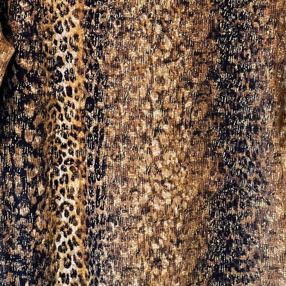 Ruby Rd. Favorites Animal Print Gold Metallic 3/4 Sleeve Pullover Size M EUC - Picture 4 of 9